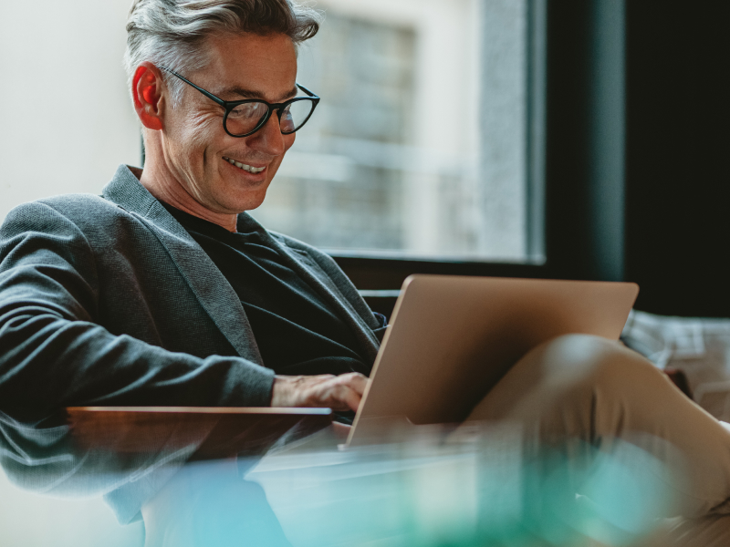 Business professional working on laptop